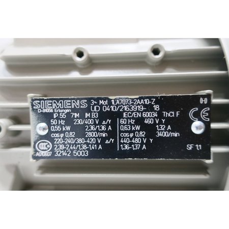Siemens 71M 3Ph 0.63Kw 3400rpm 14mm 230/460V-Ac Ac Motor 1LA7073-2AA10-Z